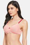 Clovia Lightly Padded Non Wired Medium Coverage T-Shirt Bra - Peach — thumbnail 3