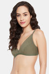 Clovia Double Layered Non-Wired T-Shirt Bra - Olive — thumbnail 3