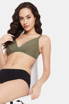 Clovia Double Layered Non-Wired T-Shirt Bra - Olive — thumbnail 6
