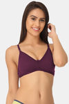 Clovia Double Layered Non Wired Full Coverage T-Shirt Bra - Purple — thumbnail 3