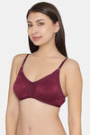 Clovia Double Layered Non Wired Full Coverage T-Shirt Bra - Purple — thumbnail 3