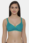 Clovia Double Layered Non Wired Medium Coverage Basic Bra - Green — thumbnail 1