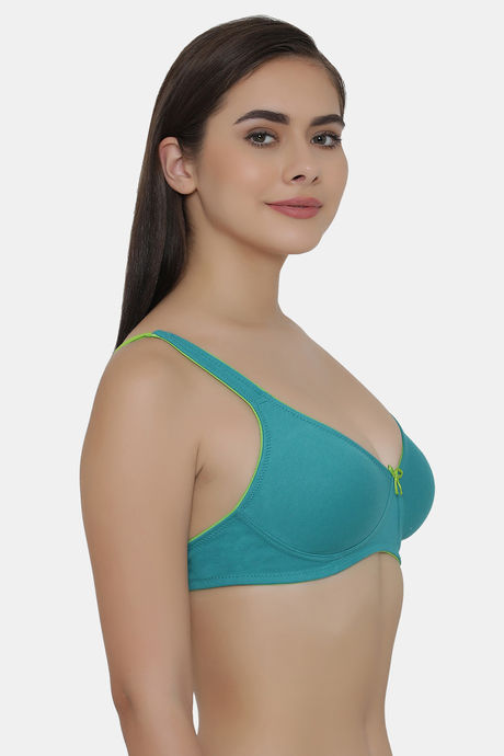 Clovia Double Layered Non Wired Medium Coverage Basic Bra - Green — image 2