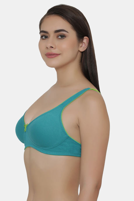 Clovia Double Layered Non Wired Medium Coverage Basic Bra - Green — image 3