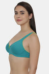 Clovia Double Layered Non Wired Medium Coverage Basic Bra - Green — thumbnail 3