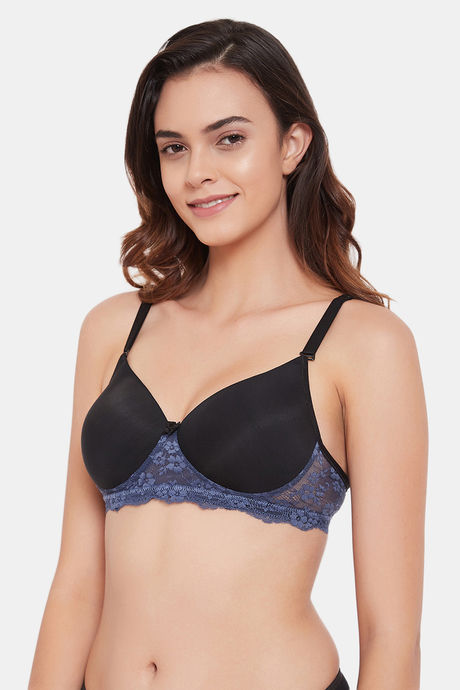 Clovia Lightly Padded  Non Wired Full Coverage T-Shirt Bra - Black — image 3