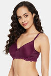 Clovia Padded Non Wired Full Coverage T-Shirt Bra - Purple — thumbnail 2