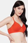 Clovia Padded Non Wired Medium Coverage T-Shirt Bra - Orange — thumbnail 3