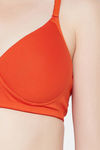 Clovia Padded Non Wired Medium Coverage T-Shirt Bra - Orange — thumbnail 6