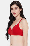 Clovia Padded Non Wired Medium Coverage T-Shirt Bra - Red — thumbnail 2