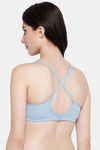 Clovia Padded Non Wired Full Coverage T-Shirt Bra - Blue — thumbnail 5
