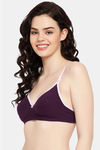 Clovia Padded Non-Wired Medium Coverage T-Shirt Bra - Purple — thumbnail 2