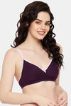 Clovia Padded Non-Wired Medium Coverage T-Shirt Bra - Purple — thumbnail 3