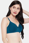 Clovia Padded Non-Wired Medium Coverage T-Shirt Bra - Teal — thumbnail 3