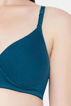 Clovia Padded Non-Wired Medium Coverage T-Shirt Bra - Teal — thumbnail 6
