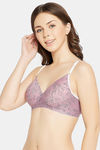Clovia Padded Non-Wired Full Coverage T-Shirt Bra - Purple — thumbnail 3