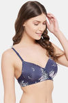 Clovia Padded Non-Wired Full Coverage T-Shirt Bra - Navy Blue — thumbnail 3