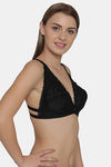Clovia Double Layered Non-Wired Medium Coverage Lace Bra - Black — thumbnail 2