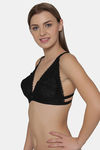 Clovia Double Layered Non-Wired Medium Coverage Lace Bra - Black — thumbnail 3