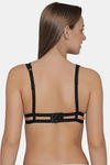Clovia Double Layered Non-Wired Medium Coverage Lace Bra - Black — thumbnail 4