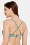 Clovia Padded Non-Wired Full Coverage T-Shirt Bra - Green — thumbnail 4