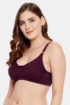 Clovia Double Layered Non-Wired Full Coverage T-Shirt Bra - Purple — thumbnail 2