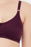 Clovia Double Layered Non-Wired Full Coverage T-Shirt Bra - Purple — thumbnail 4