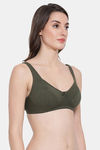Clovia Double Layered Non Wired Full Coverage T-Shirt Bra - Olive — thumbnail 2