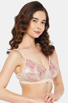 Clovia Padded Non-Wired Full Coverage Lace Bra - Beige — thumbnail 3