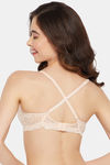 Clovia Padded Non-Wired Full Coverage Lace Bra - Beige — thumbnail 5