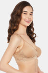 Clovia Padded Non-Wired Full Coverage T-Shirt Bra - Beige — thumbnail 3
