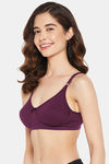 Clovia Double Layered Non-Wired Full Coverage T-Shirt Bra - Purple — thumbnail 2