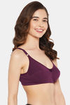 Clovia Double Layered Non-Wired Full Coverage T-Shirt Bra - Purple — thumbnail 3