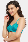 Clovia Padded Non-Wired Medium Coverage Super Support Bra - Turquoise Blue — thumbnail 2