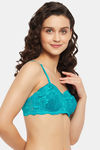 Clovia Padded Non-Wired Medium Coverage Super Support Bra - Turquoise Blue — thumbnail 3