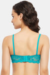 Clovia Padded Non-Wired Medium Coverage Super Support Bra - Turquoise Blue — thumbnail 4