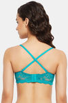 Clovia Padded Non-Wired Medium Coverage Super Support Bra - Turquoise Blue — thumbnail 5