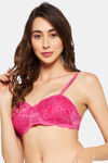 Clovia Padded Non-Wired Medium Coverage Lace Bra - Pink — thumbnail 2
