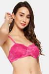 Clovia Padded Non-Wired Medium Coverage Lace Bra - Pink — thumbnail 3