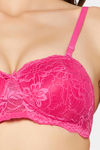 Clovia Padded Non-Wired Medium Coverage Lace Bra - Pink — thumbnail 5