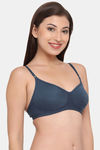 Clovia Single Layered Non Wired Full Coverage T-Shirt Bra - Navy Blue — thumbnail 2