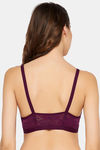 Clovia Padded Non-Wired Full Coverage Lace Bra - Purple — thumbnail 4