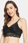 Clovia Padded Non-Wired Full Coverage Lace Bra - Black — thumbnail 2