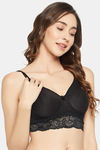 Clovia Padded Non-Wired Full Coverage Lace Bra - Black — thumbnail 3