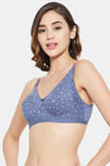 Clovia Single Layered Non Wired Full Coverage T-Shirt Bra - Blue — thumbnail 3