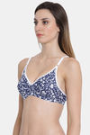 Clovia Single Layered Non Wired Full Coverage T-Shirt Bra - Navy Blue — thumbnail 2