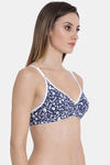 Clovia Single Layered Non Wired Full Coverage T-Shirt Bra - Navy Blue — thumbnail 3