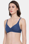 Clovia Double Layered Non Wired Full Coverage T-Shirt Bra - Blue — thumbnail 3