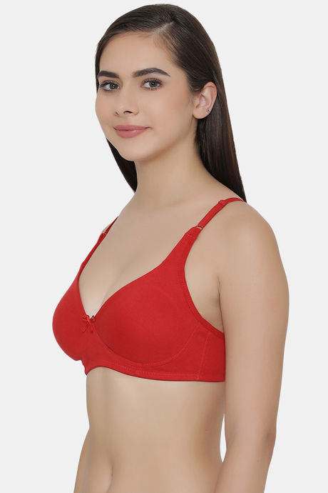 Clovia Double Layered Non Wired Full Coverage T-Shirt Bra - Red — image 3