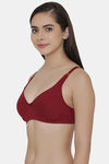 Clovia Double Layered Non Wired Full Coverage T-Shirt Bra - Maroon — thumbnail 3